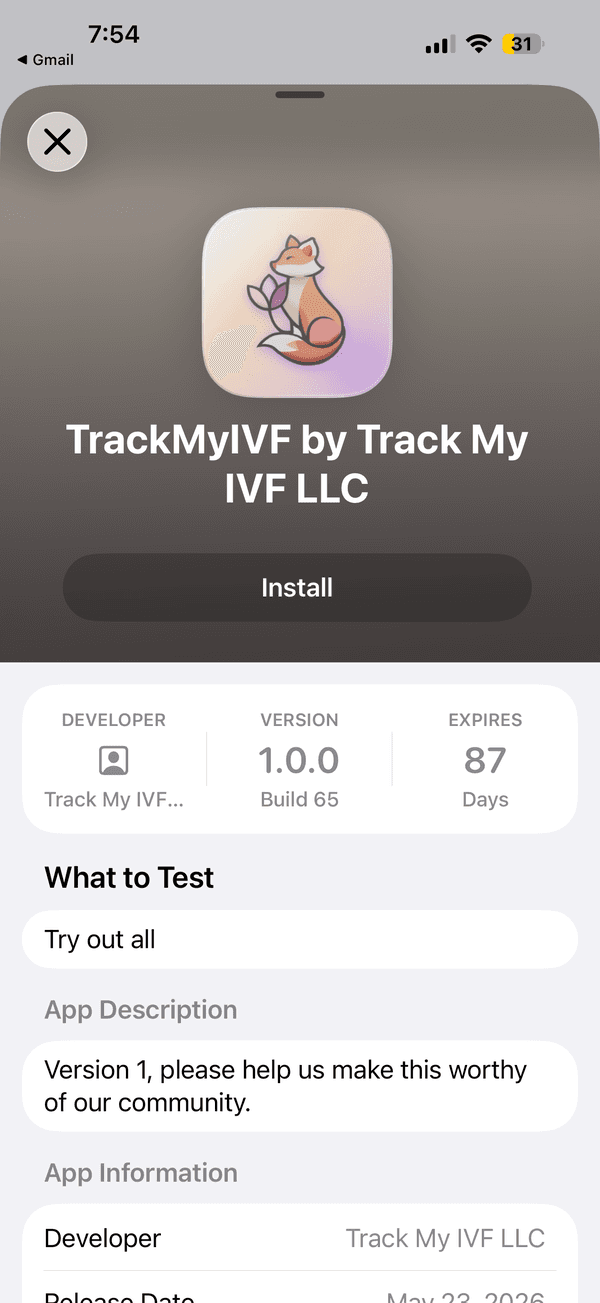 Install Button in TestFlight